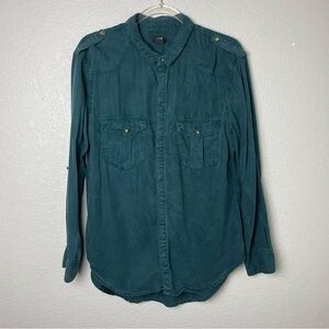 H&M Women’s Teal Button Down Shirt Western Style Size 12